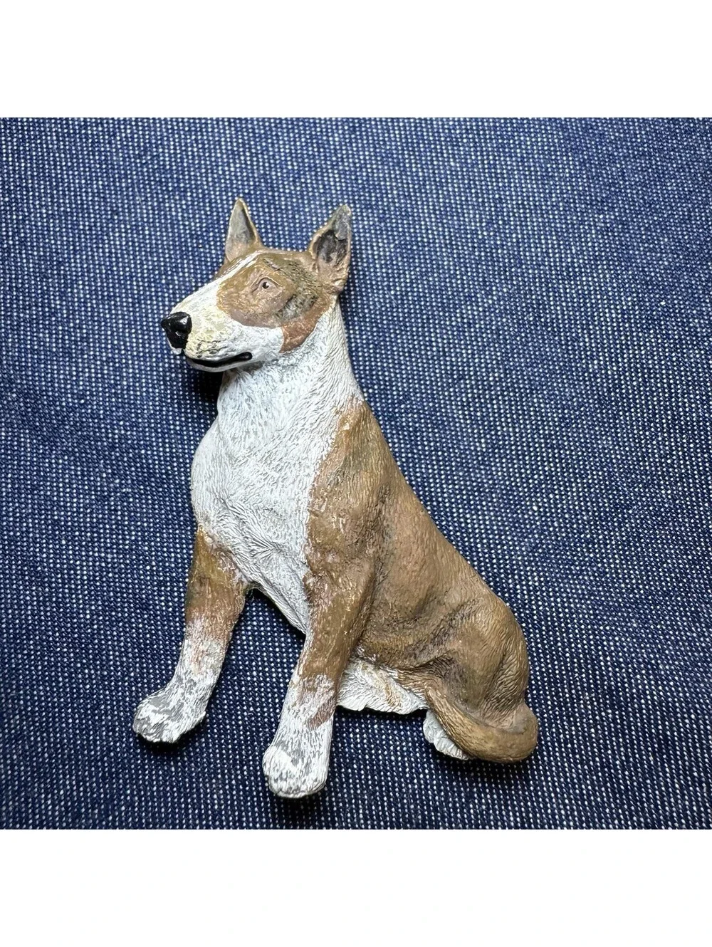 Vintage Hand Painted Bull Terrier Dog Lover Fridge Magnet Collectible 3”